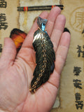 Carved Pyrite Feather Necklace