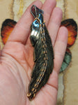 Carved Pyrite Feather Necklace