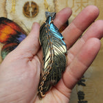 Carved Pyrite Feather Necklace