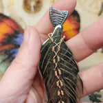Carved Pyrite Feather Necklace