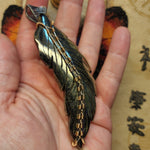 Carved Pyrite Feather Necklace