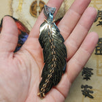 Carved Pyrite Feather Necklace