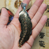 Carved Pyrite Feather Necklace