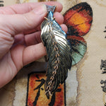 Carved Pyrite Feather Necklace