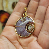 Purple Lepidolite Crescent Moon and Star Pendant in Rose Gold Fill with Rose Quartz and Aquamarine