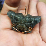Carved Rainbow Labradorite Butterfly Pendant in 14kt Rose Gold Fill