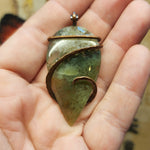 Mysterious Green Moss Agate Pendant in Copper
