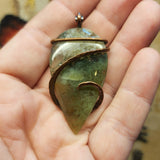 Mysterious Green Moss Agate Pendant in Copper