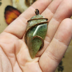 Mysterious Green Moss Agate Pendant in Copper