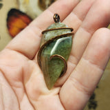 Mysterious Green Moss Agate Pendant in Copper
