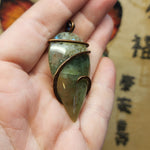 Mysterious Green Moss Agate Pendant in Copper