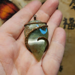 Mysterious Green Moss Agate Pendant in Copper