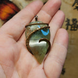 Mysterious Green Moss Agate Pendant in Copper