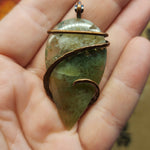 Mysterious Green Moss Agate Pendant in Copper