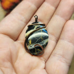 Black and White Nevada Stone Pendant in Copper