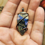 Cobaltoan Calcite Azurite Hematite Pendant in Copper
