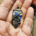 Cobaltoan Calcite Azurite Hematite Pendant in Copper