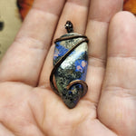 Cobaltoan Calcite Azurite Hematite Pendant in Copper