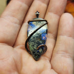 Cobaltoan Calcite Azurite Hematite Pendant in Copper