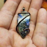 Cobaltoan Calcite Azurite Hematite Pendant in Copper