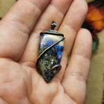 Cobaltoan Calcite Azurite Hematite Pendant in Copper