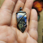 Cobaltoan Calcite Azurite Hematite Pendant in Copper