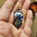 Cobaltoan Calcite Azurite Hematite Pendant in Copper