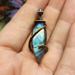 Blue Labradorite Marquis Pendant in Copper