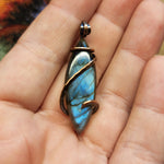 Blue Labradorite Marquis Pendant in Copper