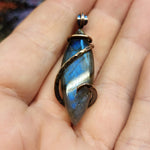 Blue Labradorite Marquis Pendant in Copper