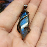 Blue Labradorite Marquis Pendant in Copper