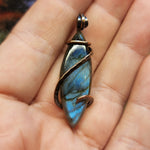 Blue Labradorite Marquis Pendant in Copper