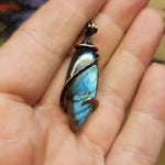 Blue Labradorite Marquis Pendant in Copper