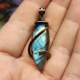 Blue Labradorite Marquis Pendant in Copper
