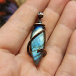 Blue Labradorite Marquis Pendant in Copper