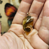 Carnelian Oregon Graveyard Point Plume Agate Pendant Necklace in 14kt Rose Gold Fill