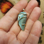 Ocean Blue Larimar Pendant in Hammered Sterling Silver