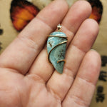 Ocean Blue Larimar Pendant in Hammered Sterling Silver