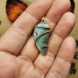 Ocean Blue Larimar Pendant in Hammered Sterling Silver