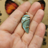 Ocean Blue Larimar Pendant in Hammered Sterling Silver