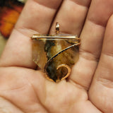 Oregon Graveyard Point Plume Agate Pendant Necklace in 14kt Yellow Gold Fill