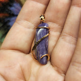 Purple Charoite Pendant in 14kt Yellow Gold Fill