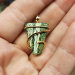 Green and Silver Zebra Jasper Pendant in 14kt Yellow Gold Fill