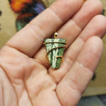 Green and Silver Zebra Jasper Pendant in 14kt Yellow Gold Fill