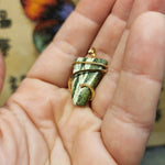 Green and Silver Zebra Jasper Pendant in 14kt Yellow Gold Fill