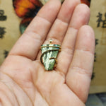 Green and Silver Zebra Jasper Pendant in 14kt Yellow Gold Fill