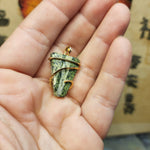 Green and Silver Zebra Jasper Pendant in 14kt Yellow Gold Fill