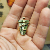 Green and Silver Zebra Jasper Pendant in 14kt Yellow Gold Fill