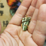 Green and Silver Zebra Jasper Pendant in 14kt Yellow Gold Fill