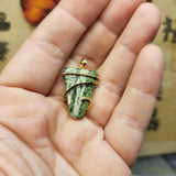 Green and Silver Zebra Jasper Pendant in 14kt Yellow Gold Fill
